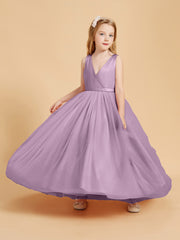 Robes de Demoiselle d'Honneur Junior en Tulle avec Haut en Satin Glycine