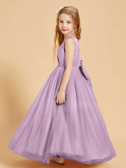 Robes de Demoiselle d'Honneur Junior en Tulle avec Haut en Satin Glycine