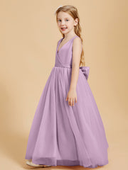 Robes de Demoiselle d'Honneur Junior en Tulle avec Haut en Satin Glycine