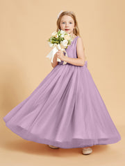 Robes de Demoiselle d'Honneur Junior en Tulle avec Haut en Satin Glycine