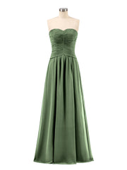 Col en Cœur Sans Bretelles Mousseline Robe Demoiselle d'honneur Olive Verte Grande Taille