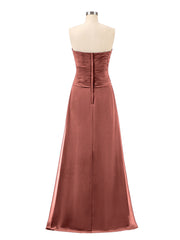 Col en Cœur Sans Bretelles Mousseline Robe Demoiselle d'honneur terracotta Grande Taille