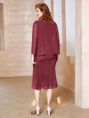 Robe Fourreau à Col en Scoop Longueur de Mollet en Mousseline Cannelle Rose