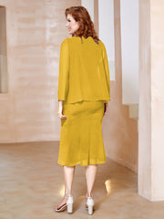 Robe Fourreau à Col en Scoop Longueur de Mollet en Mousseline Souci