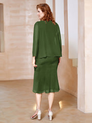 Robe Fourreau à Col en Scoop Longueur de Mollet en Mousseline Mousse