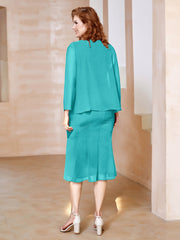 Robe Fourreau à Col en Scoop Longueur de Mollet en Mousseline Piscine Grande Taille