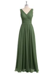 Col En V Longueur Au Sol Mousseline Robes Olive Verte Grande Taille