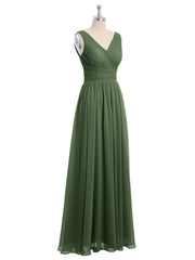 Col En V Longueur Au Sol Mousseline Robes Olive Verte Grande Taille