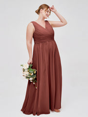 Col En V Longueur Au Sol Mousseline Robes terracotta Grande Taille