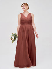 Col En V Longueur Au Sol Mousseline Robes terracotta Grande Taille