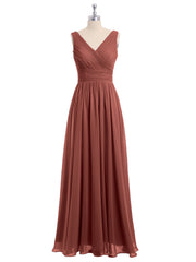 Col En V Longueur Au Sol Mousseline Robes terracotta Grande Taille