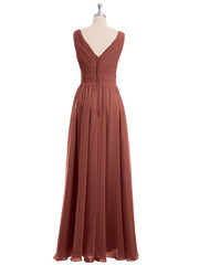 Col En V Longueur Au Sol Mousseline Robes terracotta Grande Taille