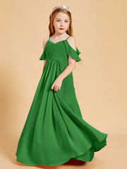 Robes de Demoiselle d'Honneur Junior à Hors de l'Épaule Vert