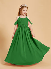 Robes de Demoiselle d'Honneur Junior à Hors de l'Épaule Vert