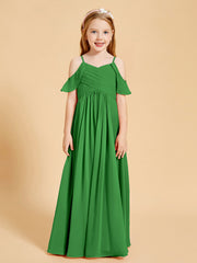 Robes de Demoiselle d'Honneur Junior à Hors de l'Épaule Vert