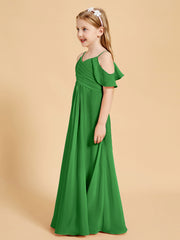 Robes de Demoiselle d'Honneur Junior à Hors de l'Épaule Vert