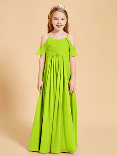 Robes de Demoiselle d'Honneur Junior à Hors de l'Épaule Vert Citron