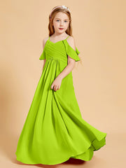 Robes de Demoiselle d'Honneur Junior à Hors de l'Épaule Vert Citron