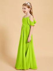Robes de Demoiselle d'Honneur Junior à Hors de l'Épaule Vert Citron