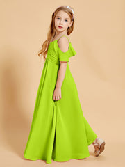 Robes de Demoiselle d'Honneur Junior à Hors de l'Épaule Vert Citron