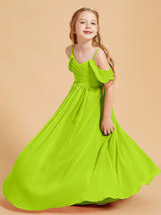 Robes de Demoiselle d'Honneur Junior à Hors de l'Épaule Vert Citron