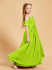 Robes de Demoiselle d'Honneur Junior à Hors de l'Épaule Vert Citron