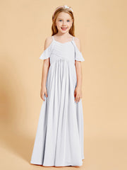 Robes de Demoiselle d'Honneur Junior à Hors de l'Épaule Blanc