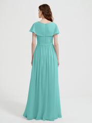 Mancherons Longue Mousseline Robes Avec Fente Spa