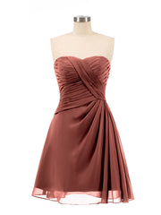 Sans Bretelles Robe Demoiselle d'honneures courte d'Eté terracotta Grande Taille