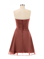 Sans Bretelles Robe Demoiselle d'honneures courte d'Eté terracotta Grande Taille