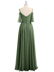 Spaghetti Bretelle Hors De l'Épaule Mousseline Robes Olive Verte Grande Taille