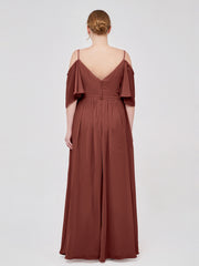 Spaghetti Bretelle Hors De l'Épaule Mousseline Robes terracotta Grande Taille