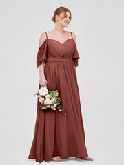 Spaghetti Bretelle Hors De l'Épaule Mousseline Robes terracotta Grande Taille
