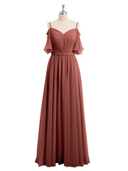 Spaghetti Bretelle Hors De l'Épaule Mousseline Robes terracotta Grande Taille