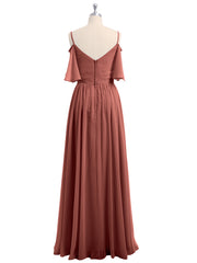 Spaghetti Bretelle Hors De l'Épaule Mousseline Robes terracotta Grande Taille
