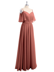 Spaghetti Bretelle Hors De l'Épaule Mousseline Robes terracotta Grande Taille
