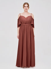 Spaghetti Bretelle Hors De l'Épaule Mousseline Robes terracotta Grande Taille