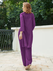 Pantsuit Chic en Mousseline Top en Dentelle avec Veste Raisin Grande Taille