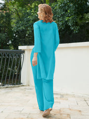 Pantsuit Chic en Mousseline Top en Dentelle avec Veste Jade