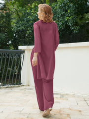 Pantsuit Chic en Mousseline Top en Dentelle avec Veste Mûre Grande Taille