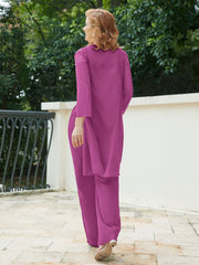 Pantsuit Chic en Mousseline Top en Dentelle avec Veste Orchidee Grande Taille