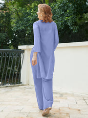 Pantsuit Chic en Mousseline Top en Dentelle avec Veste Pervenche
