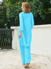 Pantsuit Chic en Mousseline Top en Dentelle avec Veste Piscine Grande Taille