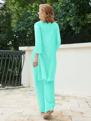 Pantsuit Chic en Mousseline Top en Dentelle avec Veste Spa