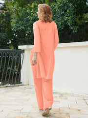 Pantsuit Chic en Mousseline Top en Dentelle avec Veste Crépuscule