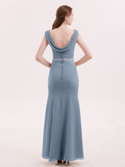 Robe Mousseline Fourreau avec Ceinture Perlée Bleu Poudré Grande Taille