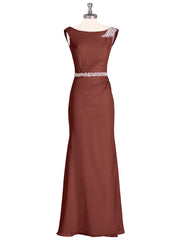 Robe Mousseline Fourreau avec Ceinture Perlée terracotta Grande Taille