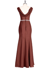 Robe Mousseline Fourreau avec Ceinture Perlée terracotta Grande Taille