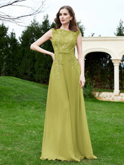 Robe Appliquée de A-ligne en Mousseline et Dentelle Trèfle Grande Taille
