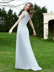 Robe Appliquée de A-ligne en Mousseline et Dentelle Brume Grande Taille